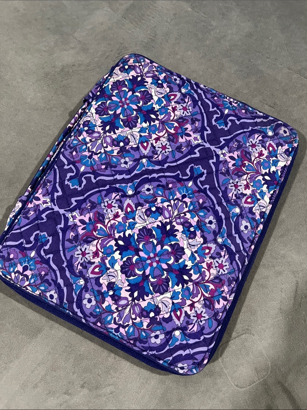 Vera Bradley Purple Floral Quilted tablet Sleeve with Blue Accents